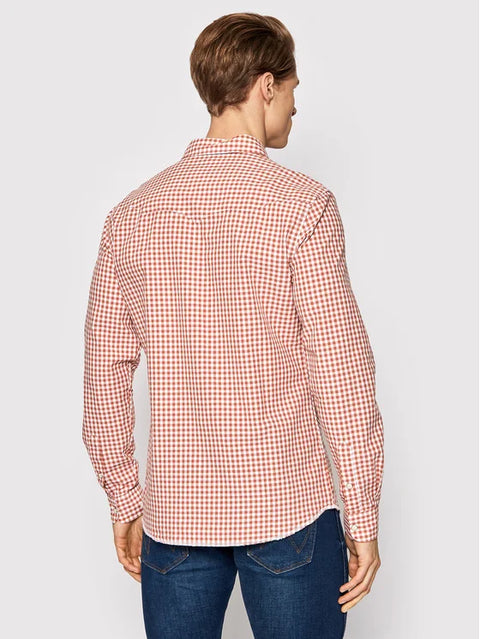 Wrangler Men's Red Regular Fit Ls Western Shirt | Wrangler In Lebanon