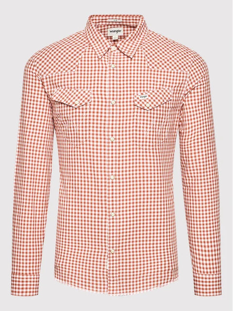 Wrangler Men's Red Regular Fit Ls Western Shirt | Wrangler In Lebanon