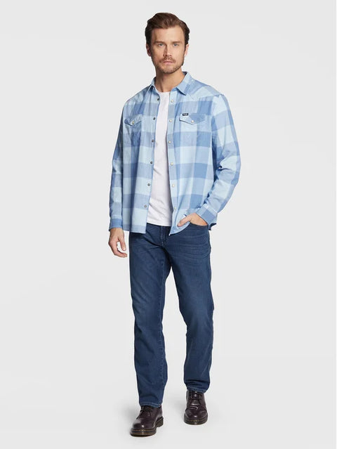 Wrangler Men's Cerulean Blue Western Shirt |Wrangler In Lebanon