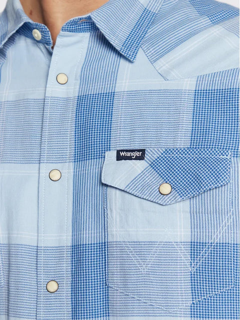 Wrangler Men's Cerulean Blue Western Shirt |Wrangler In Lebanon