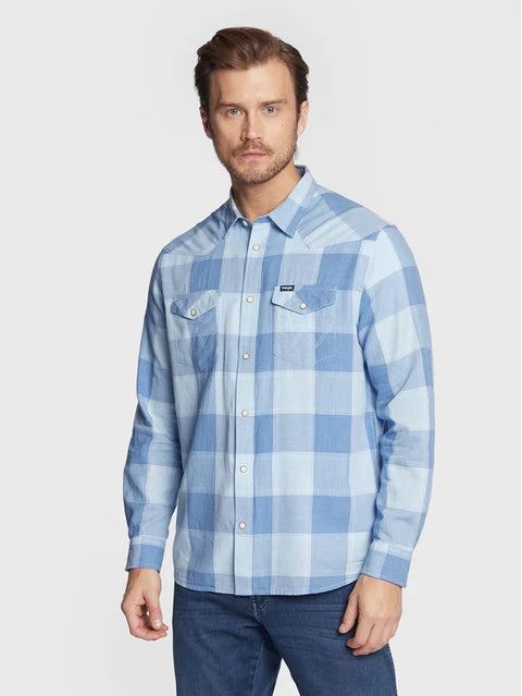 Wrangler Men's Cerulean Blue Western Shirt |Wrangler In Lebanon