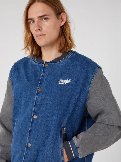 Wrangler Men's Blue Baseball Bomber Regular Fit Jacket | Wrangler In Lebanon