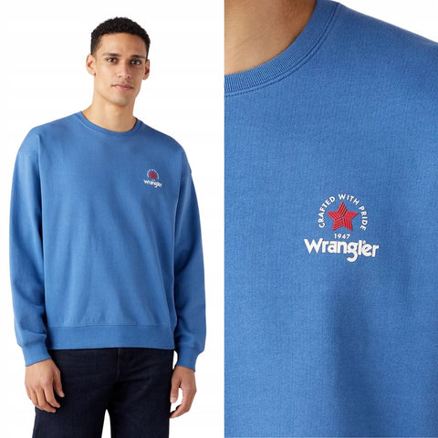 Wrangler Men's Federal Blue Logo Crew Neck Long Sleeve Sweatshirt | Wrangler In Lebanon