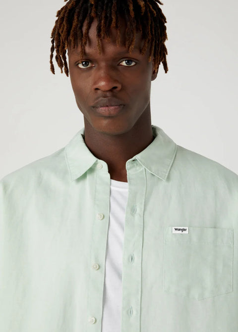 Wrangler Men's Light Green Long Sleeve One Pocket Shirt | Wrangler In Lebanon