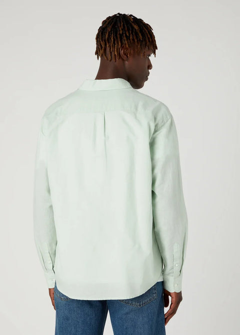 Wrangler Men's Light Green Long Sleeve One Pocket Shirt | Wrangler In Lebanon