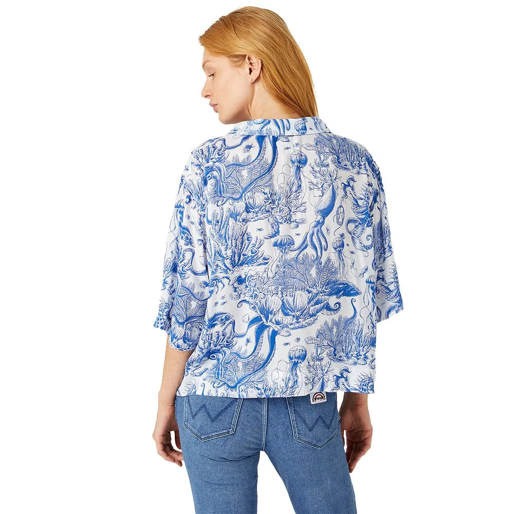 Wrangler Women's Blue & White Lounge Oversized long sleeve shirt | Wrangler In Lebanon