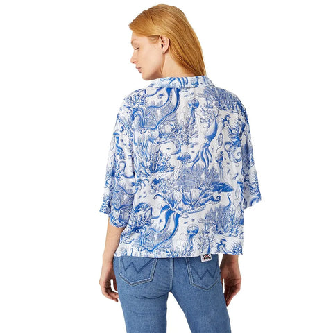 Wrangler Women's Blue & White Lounge Oversized long sleeve shirt | Wrangler In Lebanon