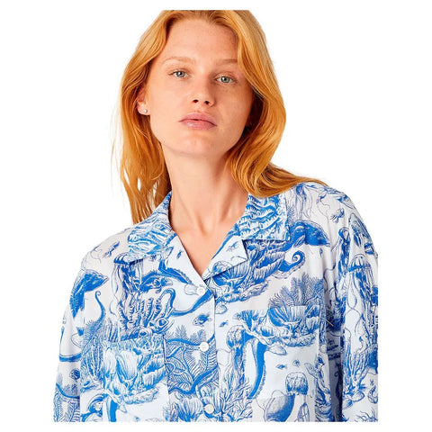Wrangler Women's Blue & White Lounge Oversized long sleeve shirt | Wrangler In Lebanon