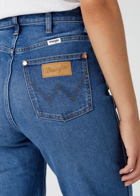 Wrangler Women's Smoke Sea Mom Straight Jeans |Wrangler In Lebanon