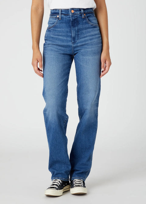 Wrangler Women's Smoke Sea Mom Straight Jeans |Wrangler In Lebanon
