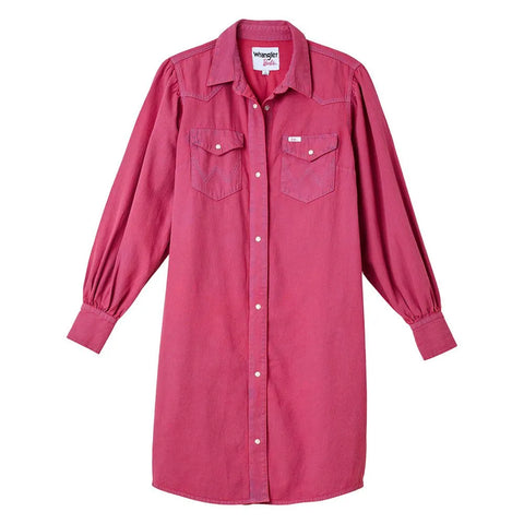 Wrangler Women's Dark Pink Barbie Denim Shirt Dress | Wrangler In Lebanon