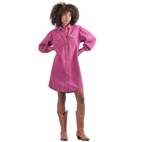 Wrangler Women's Dark Pink Barbie Denim Shirt Dress | Wrangler In Lebanon