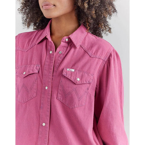 Wrangler Women's Dark Pink Barbie Denim Shirt Dress | Wrangler In Lebanon