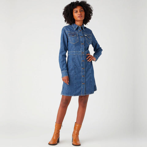 Wrangler Women's Blue Denim Slim Western Dress | Wrangler In Lebanon