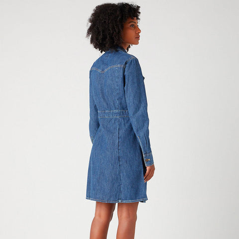 Wrangler Women's Blue Denim Slim Western Dress | Wrangler In Lebanon