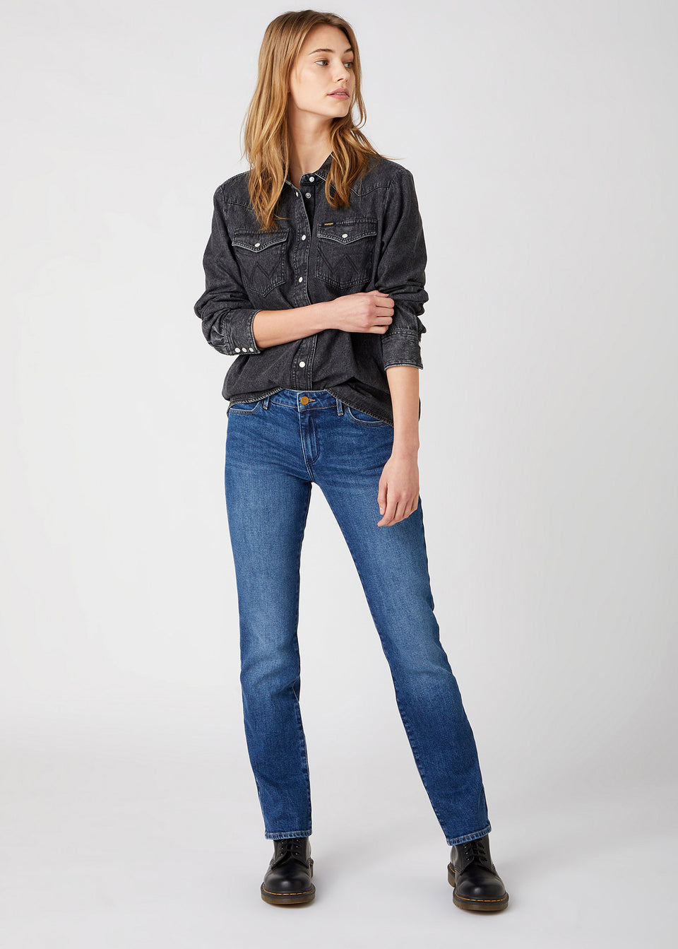 Wrangler Women's Dark Blue Straight Leg Jeans | Wrangler In Lebanon