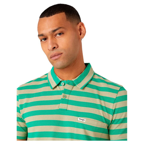 Wrangler Men's Tea Leaf Stripe Polo T-Shirt | Wrangler In Lebanon
