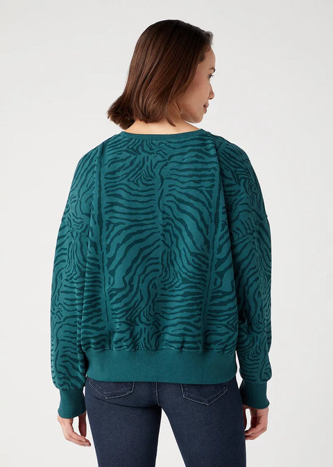 Wrangler Women's Green-Black Super Relaxed Sweatshirt | Wrangler In Lebanon