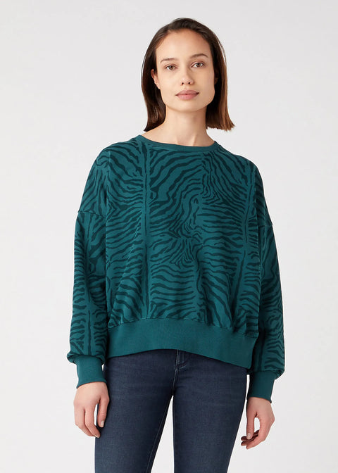 Wrangler Women's Green-Black Super Relaxed Sweatshirt | Wrangler In Lebanon