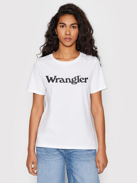 Wrangler Women's White Logo Printed T-Shirt | Wrangler In Lebanon