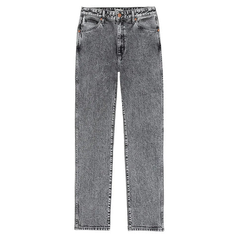 Gray acid-wash jeans on a white background