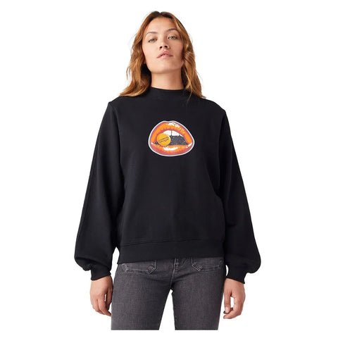 Wrangler Women's Real Black Crew Neck Sweatshirt | Wrangler In Lebanon