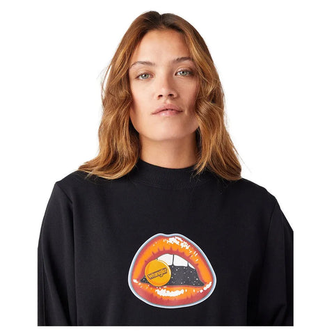 Wrangler Women's Real Black Crew Neck Sweatshirt | Wrangler In Lebanon