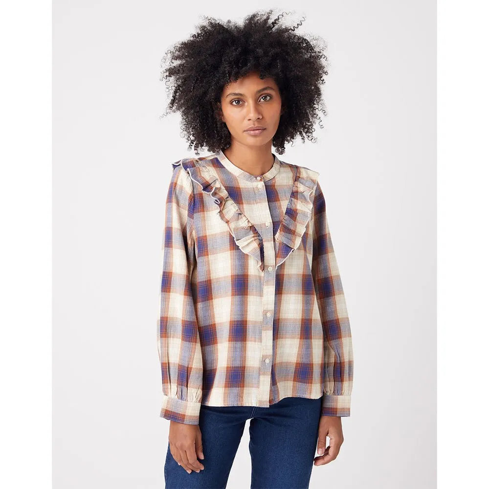Wrangler Women's Multicolor Checkered  Western Frill long sleeve Shirt | Wrangler In Lebanon