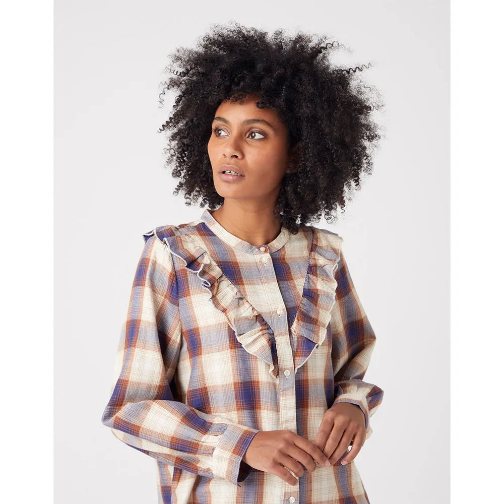 Wrangler Women's Multicolor Checkered  Western Frill long sleeve Shirt | Wrangler In Lebanon