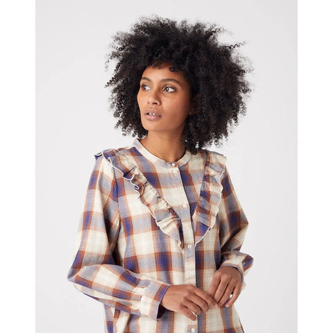Wrangler Women's Multicolor Checkered  Western Frill long sleeve Shirt | Wrangler In Lebanon