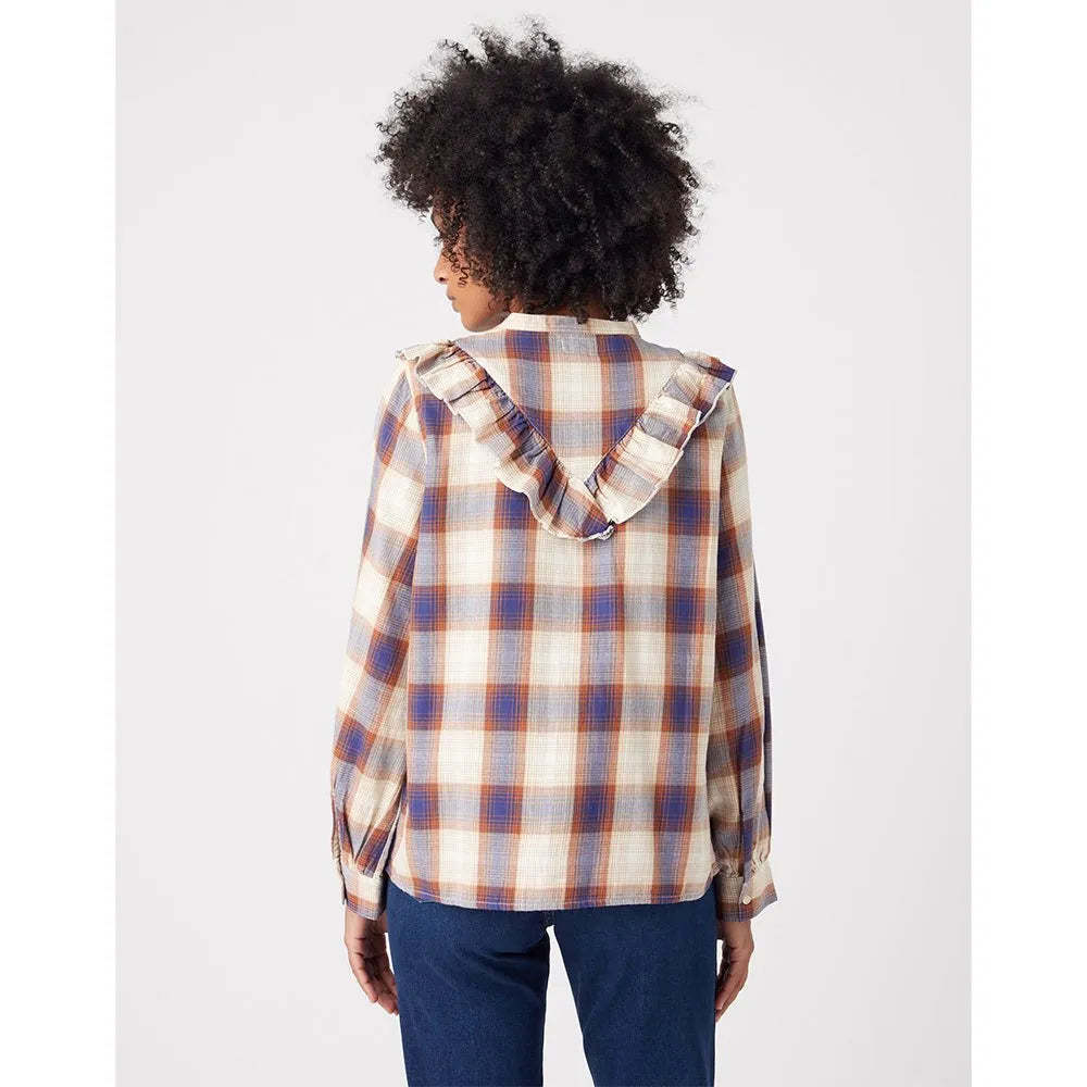 Wrangler Women's Multicolor Checkered  Western Frill long sleeve Shirt | Wrangler In Lebanon