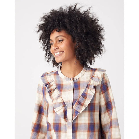 Wrangler Women's Multicolor Checkered  Western Frill long sleeve Shirt | Wrangler In Lebanon