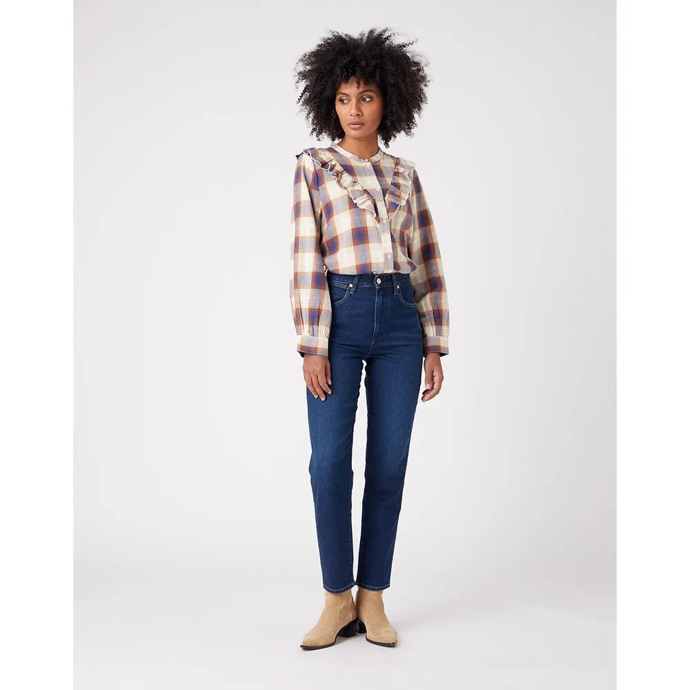 Wrangler Women's Multicolor Checkered  Western Frill long sleeve Shirt | Wrangler In Lebanon