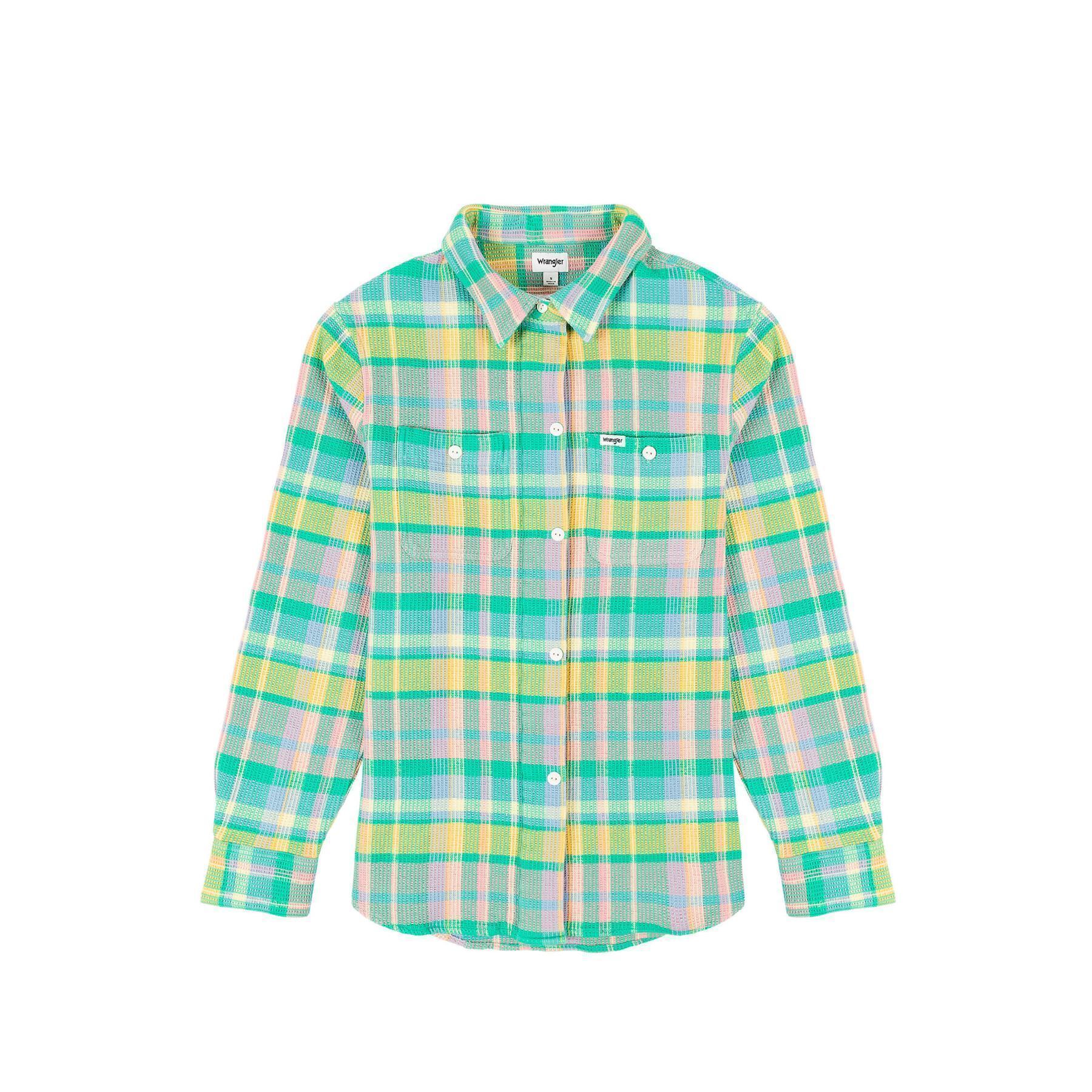 Wrangler Women's Multicolor Powder Blue Waffle Shacket | Wrangler In Lebanon
