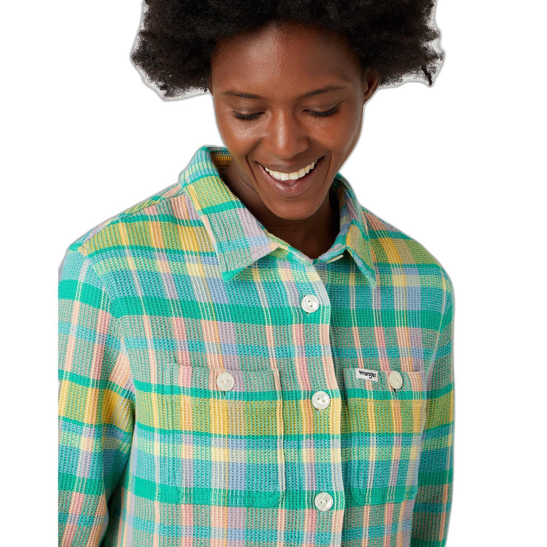 Wrangler Women's Multicolor Powder Blue Waffle Shacket | Wrangler In Lebanon
