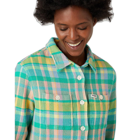 Wrangler Women's Multicolor Powder Blue Waffle Shacket | Wrangler In Lebanon