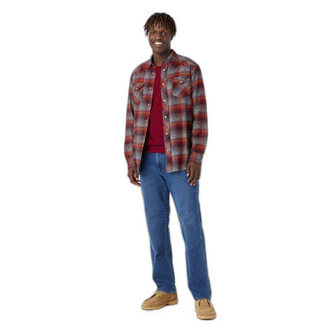 Wrangler Men's Burgundy Sign Off Crew Neck Long Sleeve Sweatshirt  | Wrangler In Lebanon