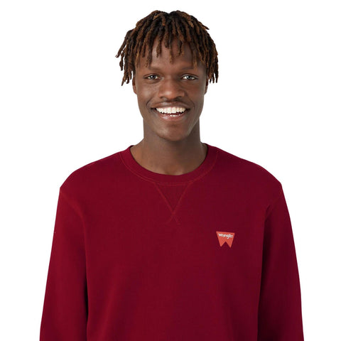 Wrangler Men's Burgundy Sign Off Crew Neck Long Sleeve Sweatshirt  | Wrangler In Lebanon