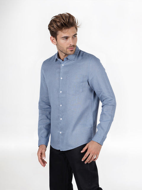 Celio Men's Blue Storm Solid Regular Fit Shirt| Celio in Lebanon