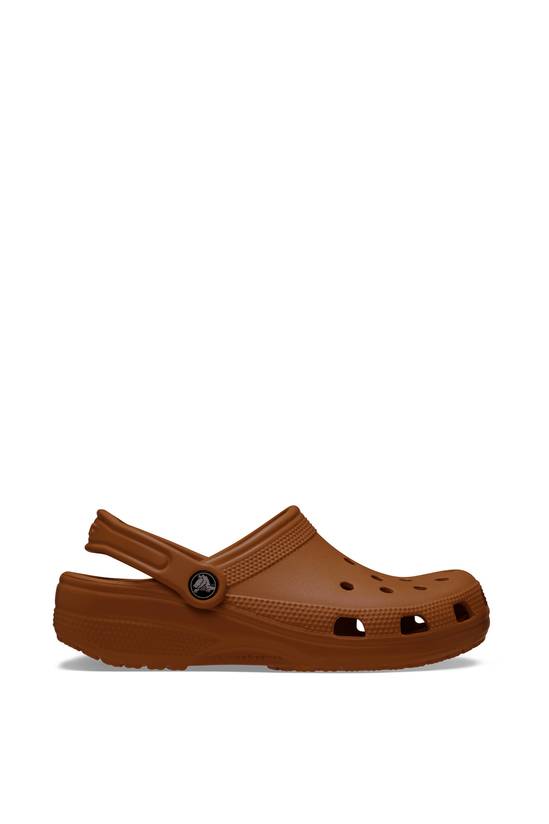 Brown clog shoe on a white background
