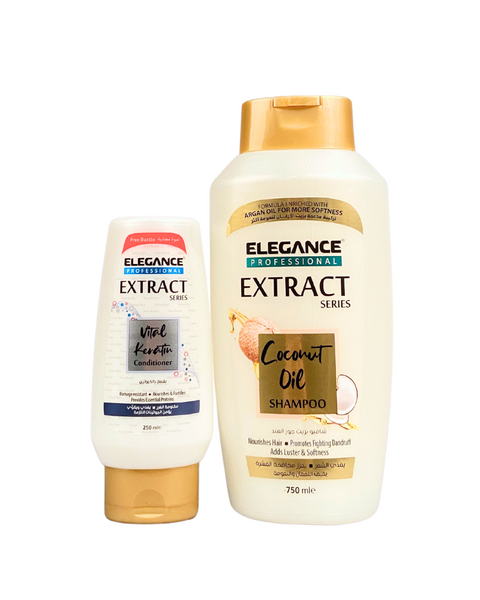 Elegance Coconut Oil Shampoo 750ml + Elegance Vital Keratin Conditioner 250ml