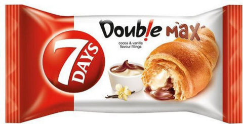 7 Days Double Max croissant packaging with red and white design