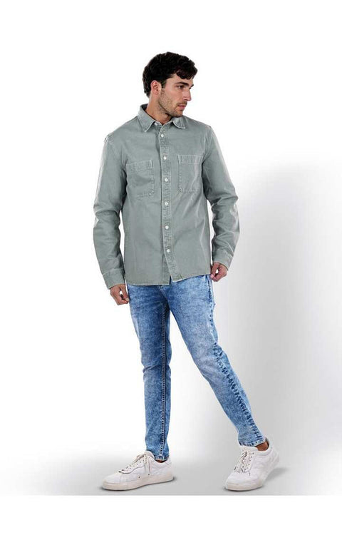 Celio Men's Sage Green Regular Fit Shirt | Celio in Lebanon