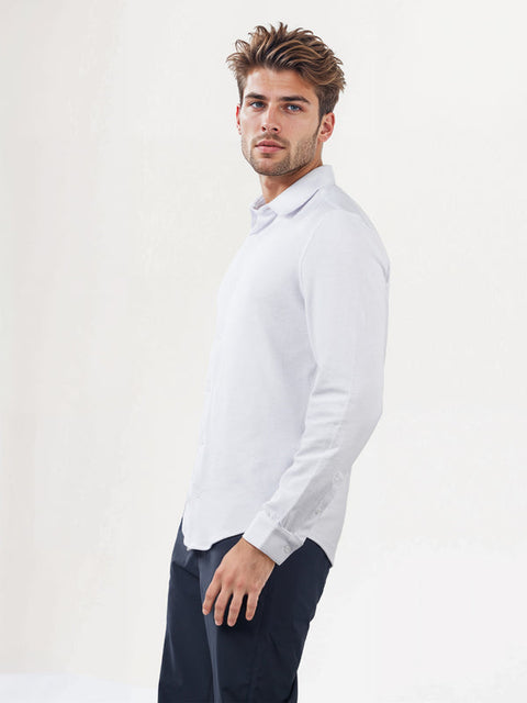 Celio Men’s White Solid Regular Fit Poly-Cotton Long Sleeve Shirt |Celio In Lebanon