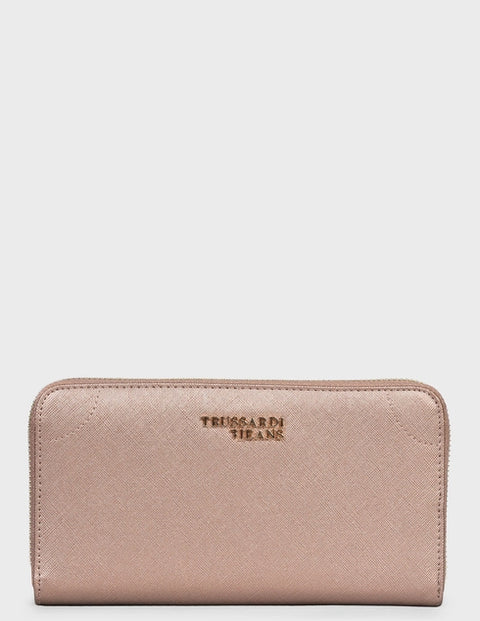 Trussardi Women's Dusty Rose Bella Zip Pocket  Wallet |Trussardi In Lebanon