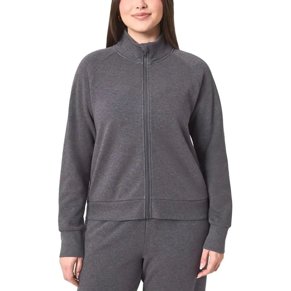Mondetta Women's Mauve Fleece Full-Zip Ribbed Cuffs