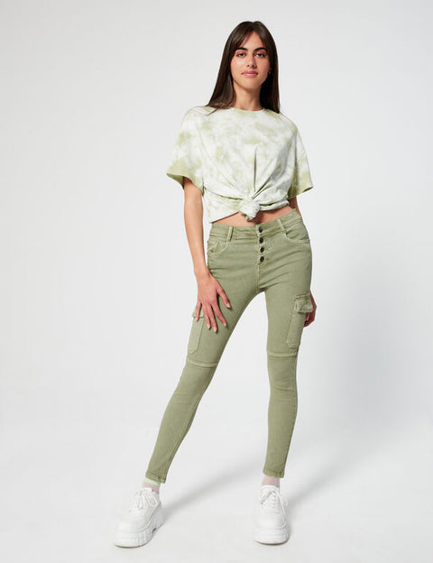 DCM Jennyfer Women's Light Green Skinny pants with pockets 3666021293 (FL277)