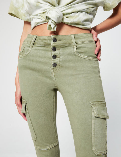 DCM Jennyfer Women's Light Green Skinny pants with pockets 3666021293 (FL277)