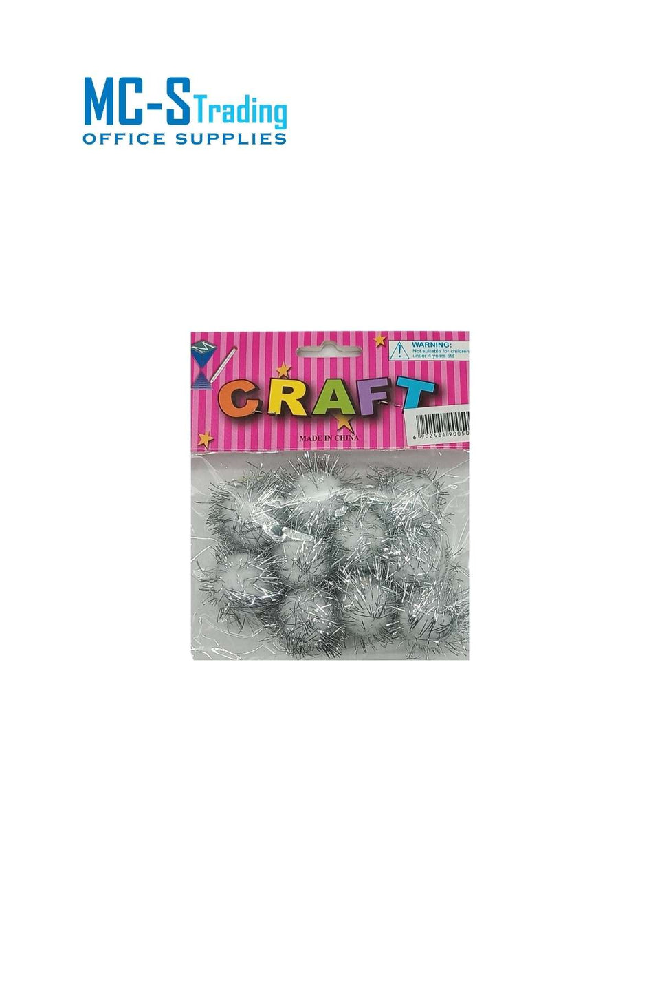 Craft Material Pom With Glitter 16AR168 Silver