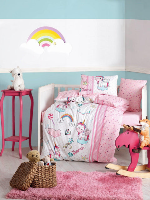 SD Home Unicorn - Pink  Ranforce Baby Quilt Cover Set 129CTN3020